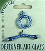 Designer Art Glass Toggle - 26-29mm Sapphire w/White Twist