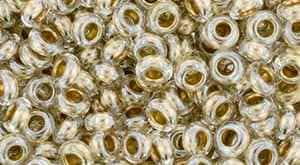 TN06-989 - TOHO - Demi Round 6/0 4mm Tube 2.5" : Gold-Lined Crystal - Approx 7-8 Grams