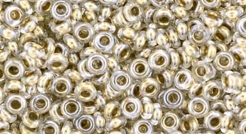 TN08-989 - 8/0 Toho Demi Round 3mm : Gold-Lined Crystal - Approx 7.4 Grams