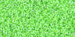 TN11-805 - TOHO - Demi Round 11/0 2.2mm Tube 2.5" : Luminous Neon Green - Approx 7.8 Grams