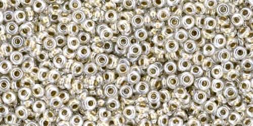 TN11-989 - 11/0 Toho Demi Round 2.2mm : Gold-Lined Crystal - Approx 7.8 Grams