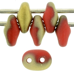 SuperDuo 2/5mm : 8 Grams - TSD-FG9320 - Fool's Gold -  Opaque Red