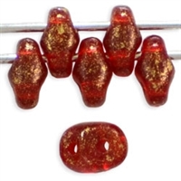 SuperDuo 2/5mm : 8 Grams - TSD-GM9008 - Marbled Gold - Siam Ruby