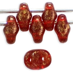 SuperDuo 2/5mm : 8 Grams - TSD-GM9008 - Marbled Gold - Siam Ruby