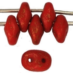 SuperDuo 2/5mm : 8 Grams - Gold Marbled - Opaque Red