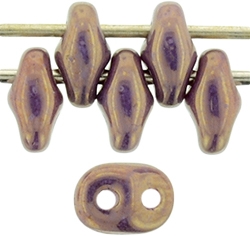 SuperDuo 2/5mm : 8 Grams - TSD-P14496 - Luster Opaque Gold/Amethyst