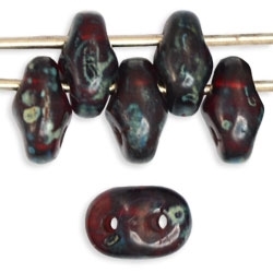 SuperDuo 2/5mm : 8 Grams - Siam Ruby - Picasso