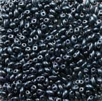 Twin Bead 2.5X5mm Jet Midnight Blue Pearl - Approx 23 gram tube