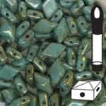VDD-63121495 - DiamonDuo 2-Hole Beads - 5x8mm - Turquoise Lumi Pecan - 12 Gram Vial (approx 80 pcs)