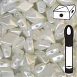 VDD-WHT - DiamonDuo 2-Hole Beads - 5x8mm - White Airy Pearl - 12 Gram Vial (approx 80 pcs)