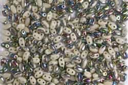 SUPERDUO BEADS 2.5x5mm 8 Grams  IVORY VITRAIL BEAD