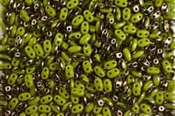 SUPERDUO BEADS 2.5x5mm 8 Grams  GREEN OPAQUE CAPRI BEAD