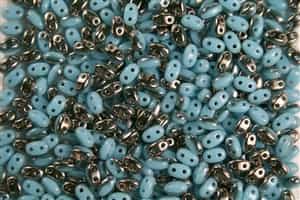 SUPERDUO BEADS 2.5x5mm 8 Grams  BLUE TURQUOISE CAPRI BEAD