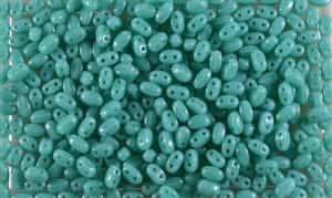 SUPERDUO BEADS 2.5x5mm 8 Grams OPAQUE GREEN TURQUOISE