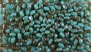 SUPERDUO BEADS 2.5x5mm 8 Grams GREEN TURQUOISE CELSIAN
