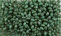 SUPERDUO BEADS 2.5x5mm 8 Grams OPAQUE GREEN TURQUOISE PICASSO