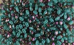 SUPERDUO BEADS 2.5x5mm 8 Grams GREEN TURQUOISE SLIPERIT