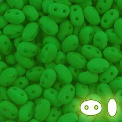 SUPERDUO BEADS - SMOOTH OUTLINE - 2.5mmx5mm - 8 Grams - VSD-BNGR -100 - Bright Neon Green