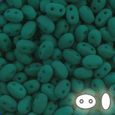 SUPERDUO BEADS - SMOOTH OUTLINE - 2.5mmx5mm - 8 Grams - VSD-DNEM-100 - Dark Neon Emerald