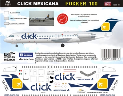 1:144 Click Mexicana (1998 cs) Fokker 100