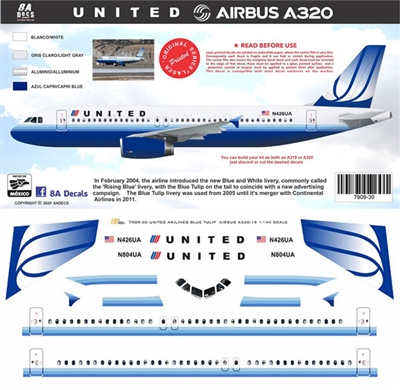 1:144 United Airlines (2005 'Rising Blue' cs) Airbus A.320