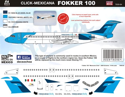1:144 Click Mexicana (2009 cs)  Fokker 100