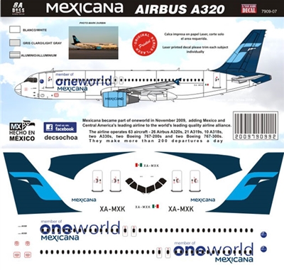 1:144 Mexicana 'OneWorld' Airbus A.320