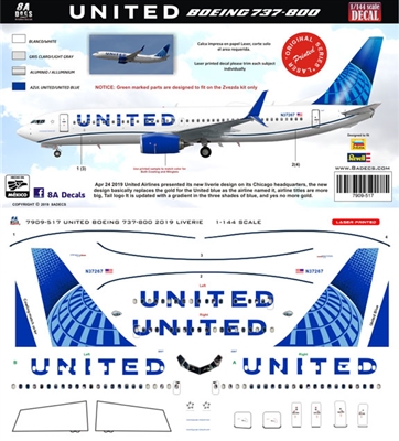 1:144 United Airlines (2019 cs) Boeing 737-800