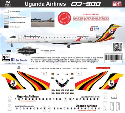 1:144 Uganda Airlines Canadair CRJ-900