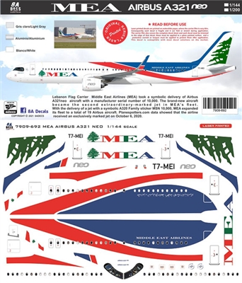 1:144 Middle East Airlines Airbus A.321NEO LR