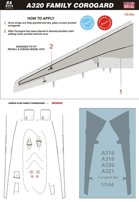 1:144 Airbus A.318 / A319 / A320 / A321 Wing and Tail Corogard  Inspar Panels