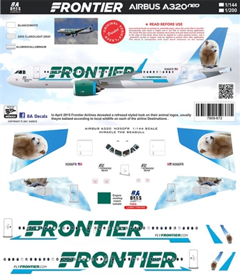 1:200 Frontier Airbus A.320NEO 'Kit the Kermode Bear'