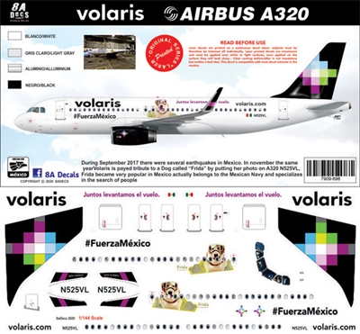 1:200 Volaris 'Frida the Rescue Dog' Airbus A.320