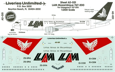 1:200 LAM Mozambique Boeing 767-200