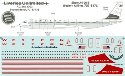1:144 Western Airlines Boeing 707-320C