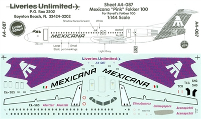 1:144 Mexicana (purple) Fokker 100