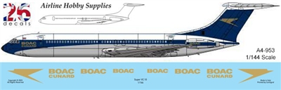 1:144 BOAC & BOAC Cunard Vickers Super VC-10 Gold Foil Elements