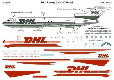 1:200 DHL (cream & burgundy) Boeing 727