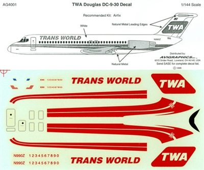 1:144 Trans World Airlines Douglas DC-9-10/-30/-40/-51