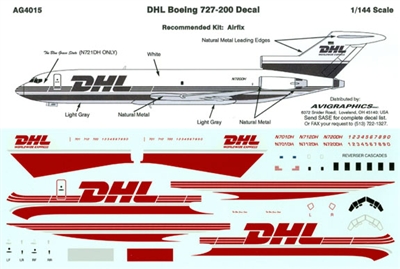 1:144 DHL (cream/maroon cs) Boeing 727