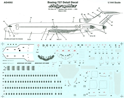 1:144 Windows & Details, Boeing 727's