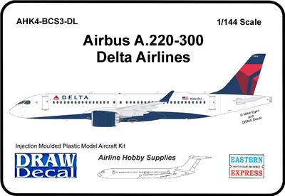 1:144 Airbus A.220-300, Delta Airlines, with Stencil Decal