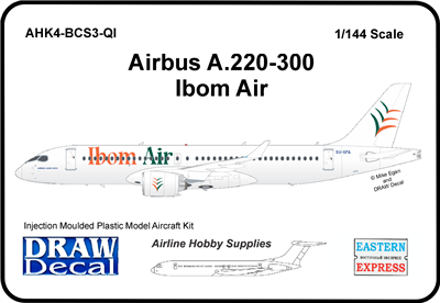 1:144 Airbus A.220-300, Ibom Air, with Stencil Decal