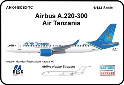 1:144 Airbus A.220-300, Air Tanzania, with Stencil Decal