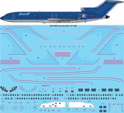 1:144 Ultra ' Corvette Blue' Boeing 727-200