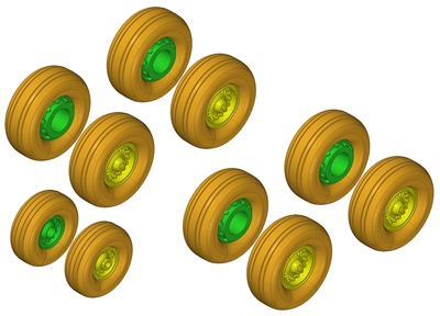 1:144 Boeing 767 - Weighted wheels "Later Type" (Zvezda kit)