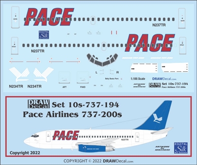 1:100 Pace Airlines Boeing 737-200