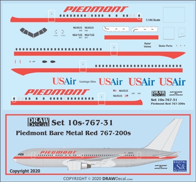 1:100 Piedmont (metal red cs) Boeing 767-200