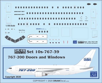 1:100 Windows & Doors, Boeing 767-200