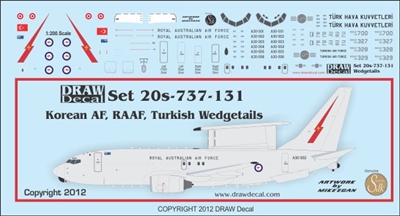 1:200 Korean AF. RAAF, Turkish AF Boeing 737 'Wedgetail'